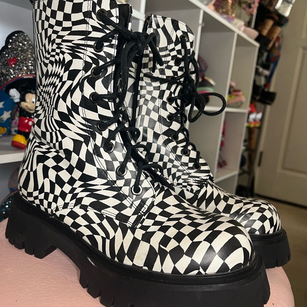 Checkered Combat Boots